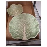Bordallo Pinheiro Leaf-Form Ceramic Plates Set