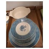 Blue and White Ceramic Dinnerware Lot