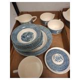 Blue Transferware Tea and Tableware Set