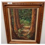 Framed Forest Scene Painting, Signed