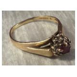 10K Gold Ring With Ruby and Diamond Accents