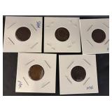 Five Indian head ï¿½in Cardboard Holders