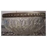 Pressed Glass Bowl with Silver-Tone Rim