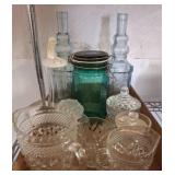 Glassware Including Aqua Tinted Jar