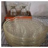 Glass Plates with Swirl Design and Drinking Glasse