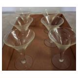 Six Etched Glass Martini Glasses