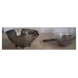 Metal Colanders and Glass Bowls