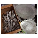 Glass Fish Plates and Flatware Lot