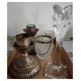 Candleholders and Glass Vase