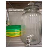 Glass Beverage Dispenser and Plastic Plates