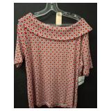 Rafaella Red Geometric Pattern Top, Size XL