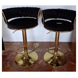 Black Velvet and Gold Bar Stools