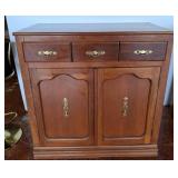Wood Cabinet With Three Drawers and Two Doors