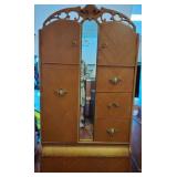 Wooden Armoire With Mirror and Drawers