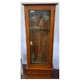 Wood Display Cabinet with Etched Glass Door