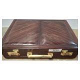 Brown Leather Briefcase with Brass Accents