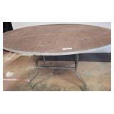 Round Wooden Table With Metal Folding Legs