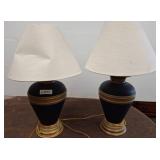 Navy and Gold Table Lamps with Shades
