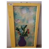 Yellow Wood Frame With Mixed Media Artwork w3