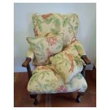 Upholstered Armchair with Floral Print Fabric