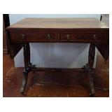 Drop-Leaf Wooden Desk With Brass Details