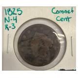 1825 Coronet Large Cent, N-4, R-3