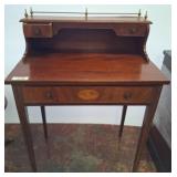 Mahogany Desk With Brass Gallery and Drawers