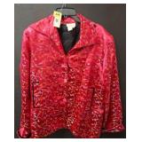 California Style Red Jacket, Floral Embroidery