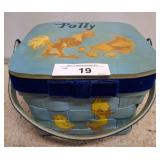 Painted Woven Basket with Poultry Motif