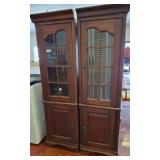 Two-Piece Wood Display Cabinet With Glass Doors