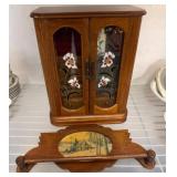 Wooden Jewelry Cabinet With Scenic Shelf Insert