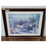 Framed Print of Adirondack Chairs and Ocean View