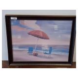 Framed Beach Scene Print, 32x26