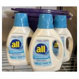 Three Detergent Bottles and Three Wash Pails