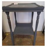 Gray Wooden Side Table With Two Tiers