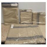 Textile Lot With Striped Tablecloths & Aprons