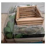 Boxed Monstera Leaf String Lights & Wood Planter