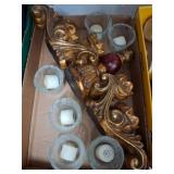 Gilded Wall Sconce with Glass Candle Holders
