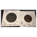 Two Large Cent Coins: US and Canada, 1919