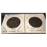 1831 and 1838 US Large Cents, Drilled