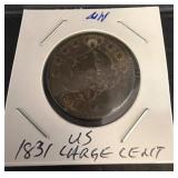 US 1831 Large Cent in Protective Holder