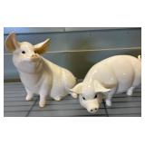 White Ceramic Pig Figurines