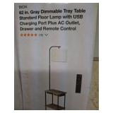 Gray Floor Lamp with Tray and USB Port