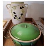 Two Ceramic Items: Vase and Lidded Dish