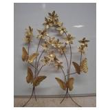 Gold-Toned Metal Wall Decor with Butterflies