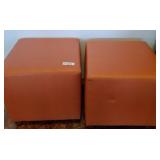 Orange Upholstered Cube Ottomans