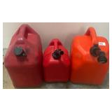 Three Plastic Fuel Containers with Spouts