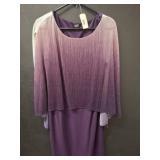 SLNY Purple Ombre Dress with Sheer Overlay