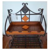 Metal and Wood Stand With Tile Accents