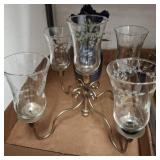 Five-Light Candelabra With Etched Glass Shades